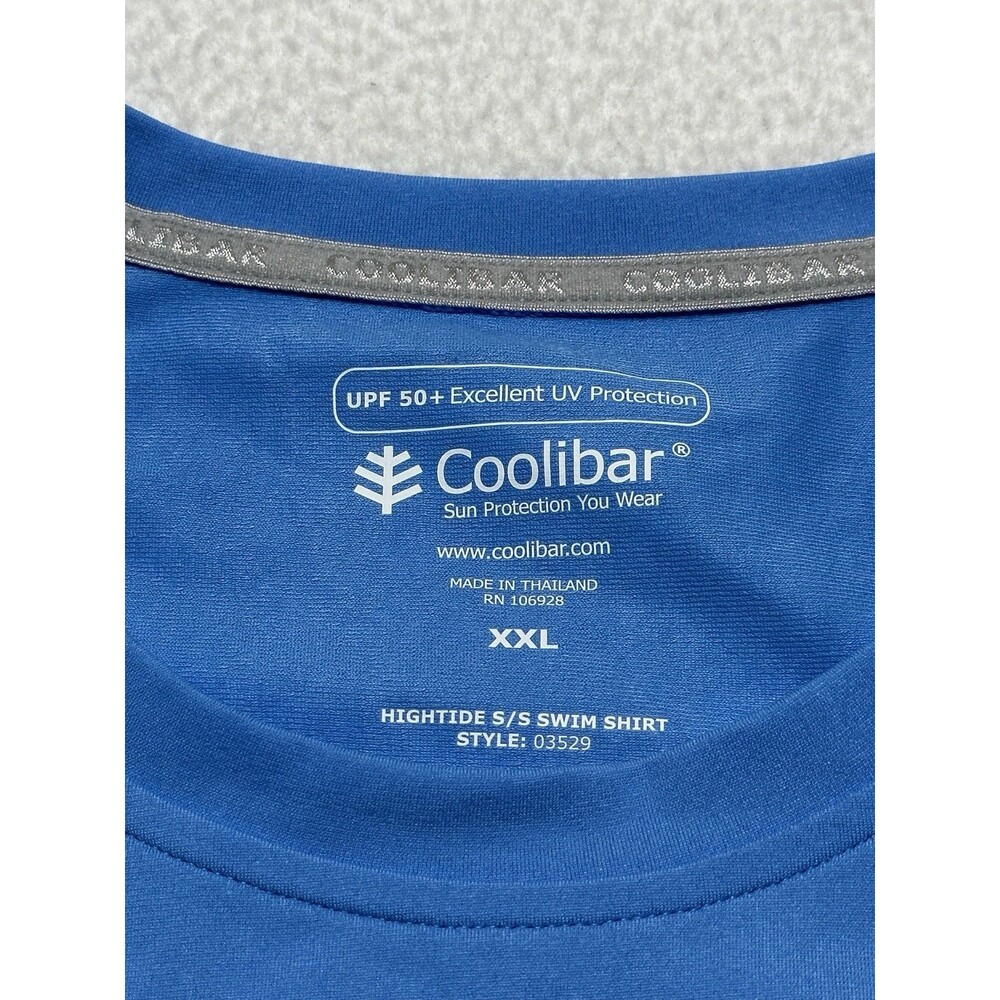 Coolibar Men's Suze XXL 2XL Hightide Short Sleeve Swim Shirt UPF 50+ Blue - Picture 3 of 8